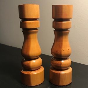 Vintage mid-century wooden candlesticks